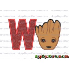 Groot Guardians of the Galaxy Head Applique Embroidery Design With Alphabet W