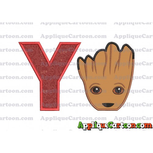 Groot Guardians of the Galaxy Head Applique Embroidery Design With Alphabet Y