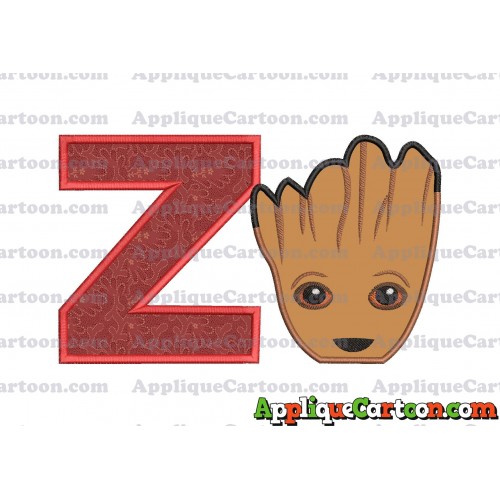 Groot Guardians of the Galaxy Head Applique Embroidery Design With Alphabet Z