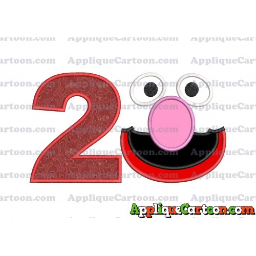 Grover Sesame Street Face Applique Embroidery Design Birthday Number 2