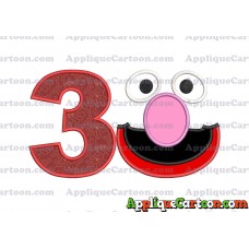 Grover Sesame Street Face Applique Embroidery Design Birthday Number 3