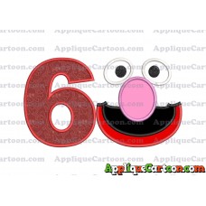 Grover Sesame Street Face Applique Embroidery Design Birthday Number 6