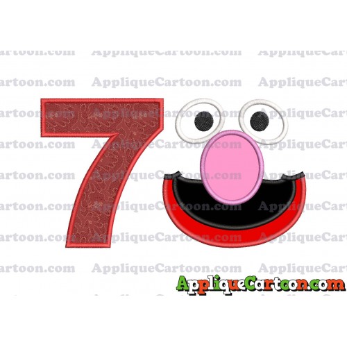 Grover Sesame Street Face Applique Embroidery Design Birthday Number 7