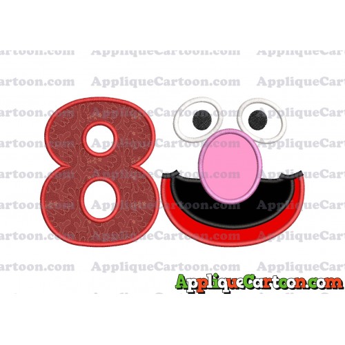 Grover Sesame Street Face Applique Embroidery Design Birthday Number 8