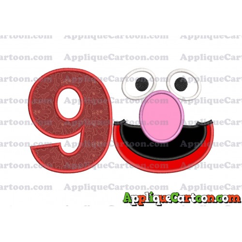 Grover Sesame Street Face Applique Embroidery Design Birthday Number 9