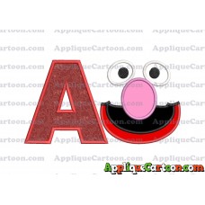 Grover Sesame Street Face Applique Embroidery Design With Alphabet A