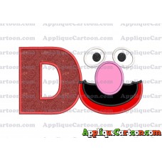 Grover Sesame Street Face Applique Embroidery Design With Alphabet D