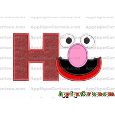 Grover Sesame Street Face Applique Embroidery Design With Alphabet H