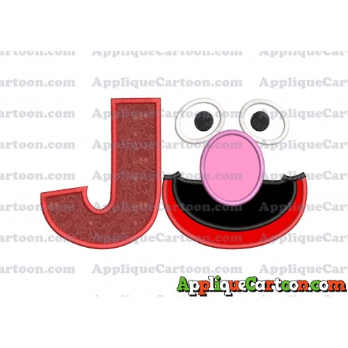 Grover Sesame Street Face Applique Embroidery Design With Alphabet J