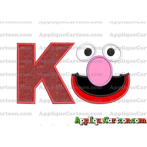 Grover Sesame Street Face Applique Embroidery Design With Alphabet K