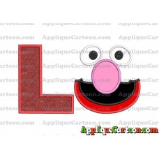 Grover Sesame Street Face Applique Embroidery Design With Alphabet L