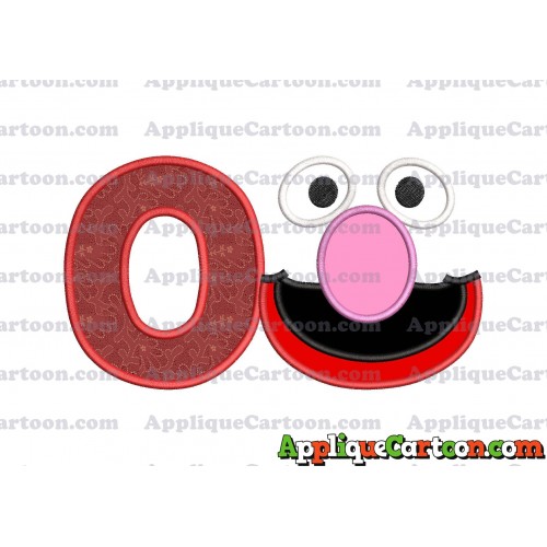 Grover Sesame Street Face Applique Embroidery Design With Alphabet O