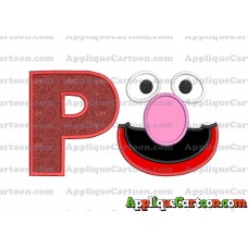 Grover Sesame Street Face Applique Embroidery Design With Alphabet P