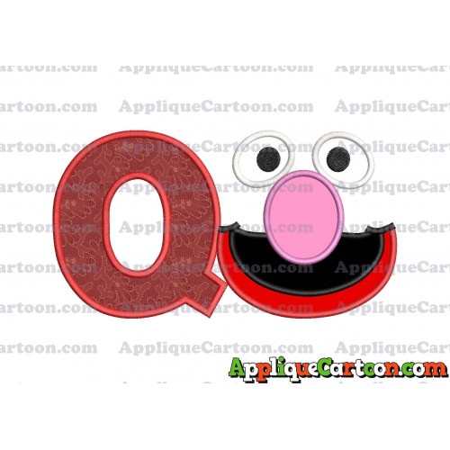Grover Sesame Street Face Applique Embroidery Design With Alphabet Q