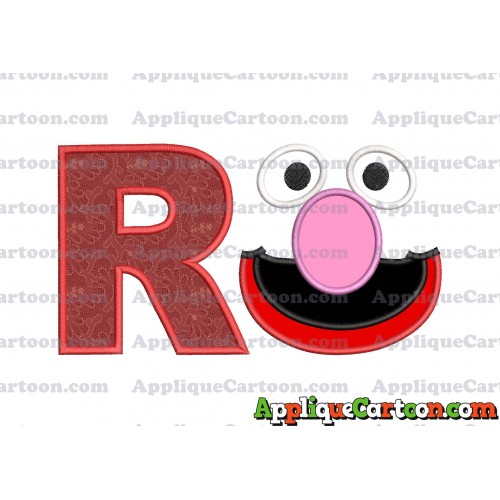 Grover Sesame Street Face Applique Embroidery Design With Alphabet R