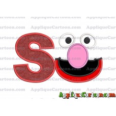 Grover Sesame Street Face Applique Embroidery Design With Alphabet S