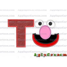 Grover Sesame Street Face Applique Embroidery Design With Alphabet T