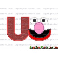 Grover Sesame Street Face Applique Embroidery Design With Alphabet U