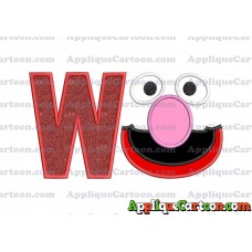 Grover Sesame Street Face Applique Embroidery Design With Alphabet W