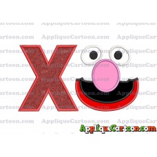 Grover Sesame Street Face Applique Embroidery Design With Alphabet X