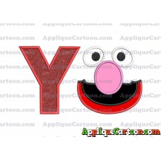 Grover Sesame Street Face Applique Embroidery Design With Alphabet Y