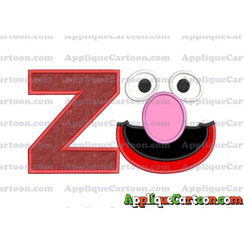 Grover Sesame Street Face Applique Embroidery Design With Alphabet Z