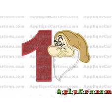 Grumpy Head Snow White Applique Design Birthday Number 1