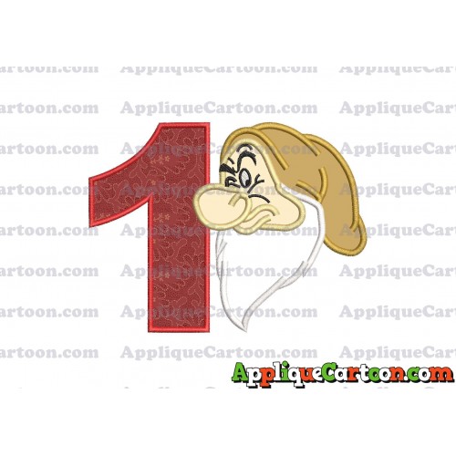 Grumpy Head Snow White Applique Design Birthday Number 1
