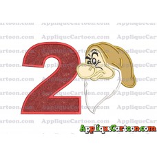 Grumpy Head Snow White Applique Design Birthday Number 2