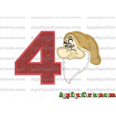 Grumpy Head Snow White Applique Design Birthday Number 4