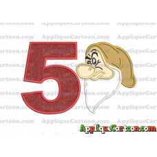 Grumpy Head Snow White Applique Design Birthday Number 5