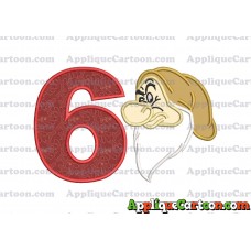 Grumpy Head Snow White Applique Design Birthday Number 6