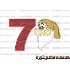 Grumpy Head Snow White Applique Design Birthday Number 7