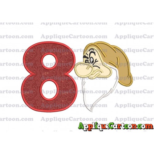 Grumpy Head Snow White Applique Design Birthday Number 8