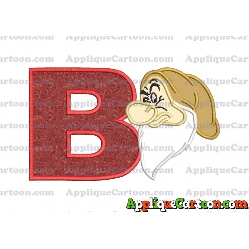 Grumpy Head Snow White Applique Design With Alphabet B
