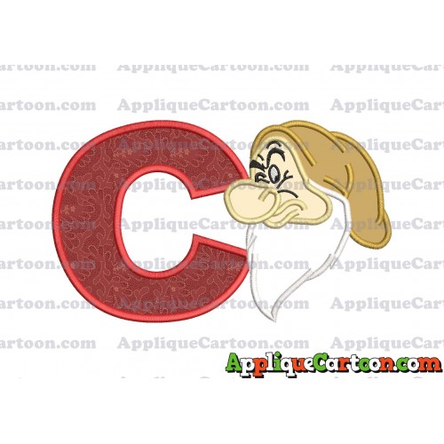 Grumpy Head Snow White Applique Design With Alphabet C