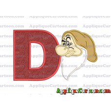 Grumpy Head Snow White Applique Design With Alphabet D