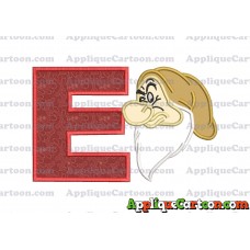 Grumpy Head Snow White Applique Design With Alphabet E