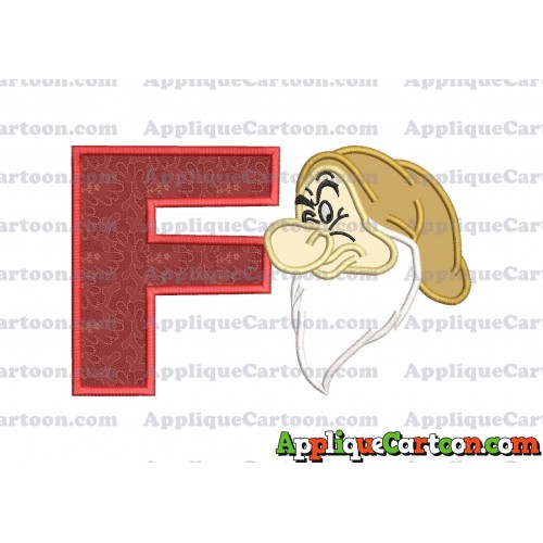 Grumpy Head Snow White Applique Design With Alphabet F