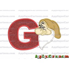 Grumpy Head Snow White Applique Design With Alphabet G