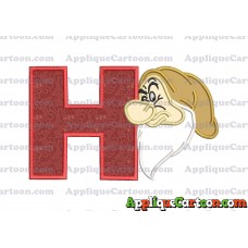 Grumpy Head Snow White Applique Design With Alphabet H