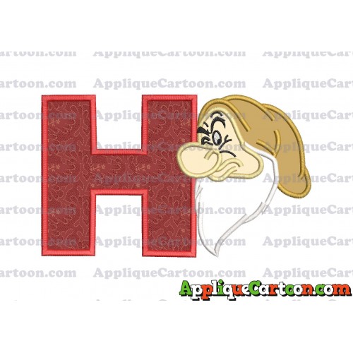 Grumpy Head Snow White Applique Design With Alphabet H