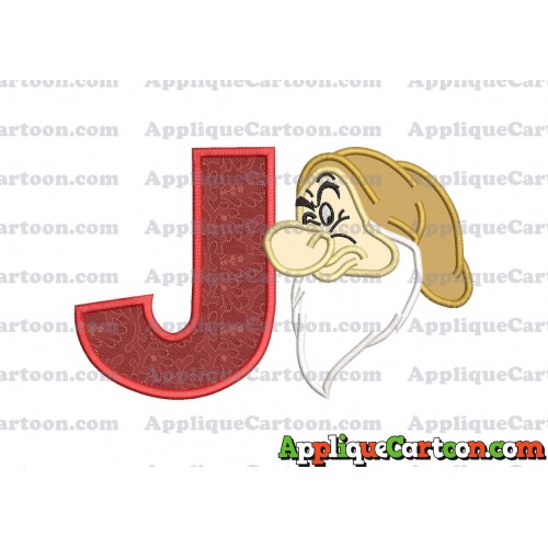 Grumpy Head Snow White Applique Design With Alphabet J