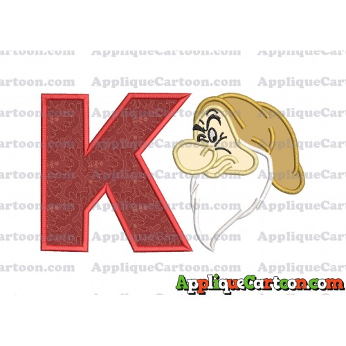 Grumpy Head Snow White Applique Design With Alphabet K