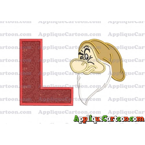 Grumpy Head Snow White Applique Design With Alphabet L