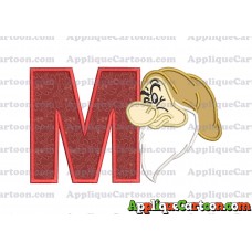 Grumpy Head Snow White Applique Design With Alphabet M