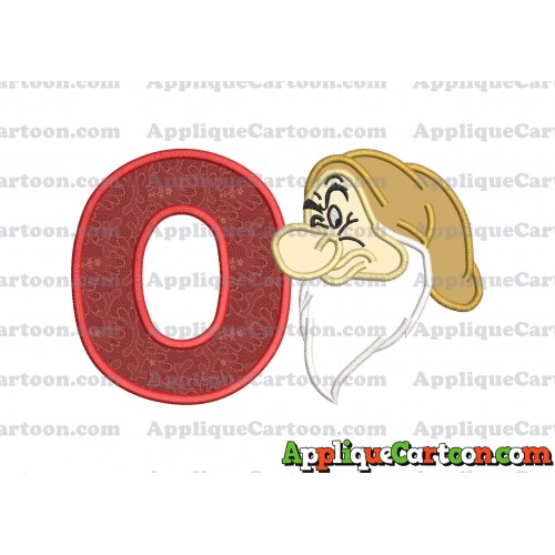 Grumpy Head Snow White Applique Design With Alphabet O