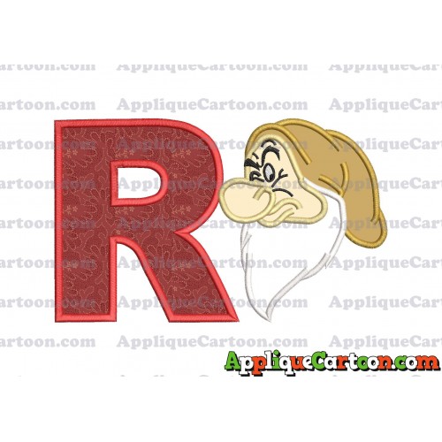 Grumpy Head Snow White Applique Design With Alphabet R
