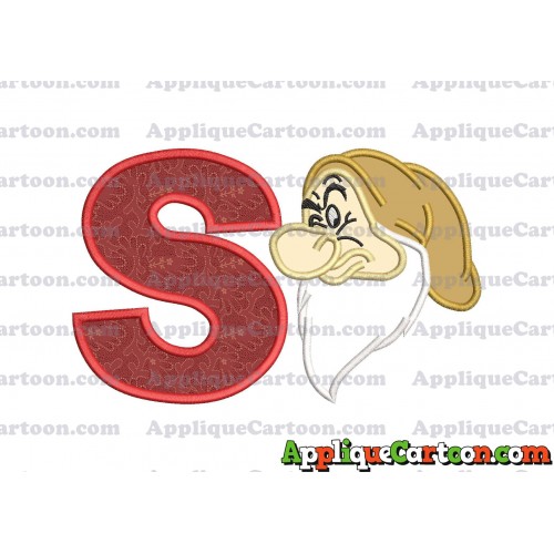 Grumpy Head Snow White Applique Design With Alphabet S