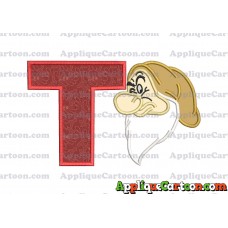 Grumpy Head Snow White Applique Design With Alphabet T